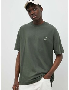 Bavlněné tričko Samsoe Samsoe JOEL zelená barva, M22300126
