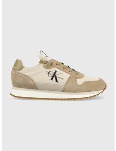Sneakers boty Calvin Klein Jeans Ym0ym00553 Runner Sock Laceup Ny-lth béžová barva