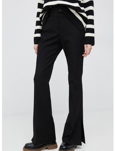 Kalhoty Tommy Hilfiger dámské, černá barva, zvony, high waist