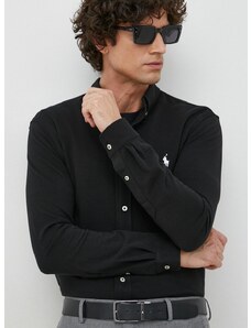 Košile Polo Ralph Lauren černá barva, regular, s límečkem button-down, 710654408