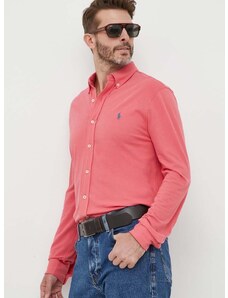 Košile Polo Ralph Lauren červená barva, regular, s límečkem button-down