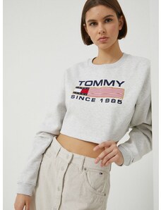 mikina Tommy Jeans dámská, šedá barva, s aplikací