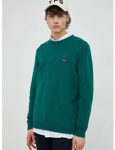 Vlněný svetr Levi's pánský, zelená barva