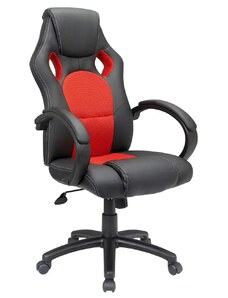 ADK Herní židle SPERO — ekokůže, látka, černá/červená