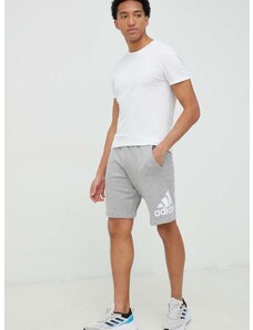 Bavlněné šortky adidas pánské, šedá barva, IC9403