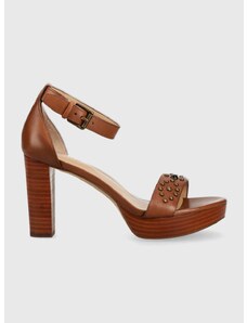 Kožené sandály Lauren Ralph Lauren Sylvia hnědá barva, 802891411001