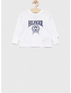 Dětské tričko s dlouhým rukávem Tommy Hilfiger bílá barva, s potiskem