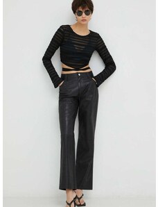 Kalhoty Résumé dámské, černá barva, jednoduché, high waist