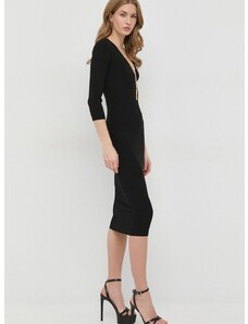 Šaty s příměsí hedvábí Elisabetta Franchi černá barva, mini