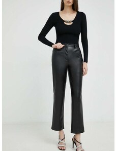 Kalhoty Guess KELLY dámské, černá barva, jednoduché, high waist, W3RA0M WF8P0