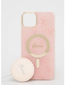 Pouzdro na telefon a nabíječka Guess iPhone 14 Plus 6,7'' růžová barva