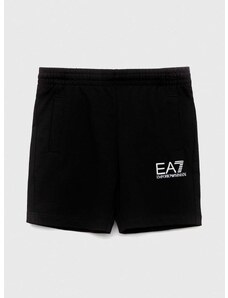 Dětské bavlněné šortky EA7 Emporio Armani černá barva