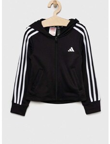 Dětská mikina adidas černá barva, s kapucí, s aplikací