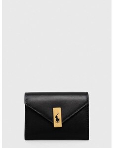 Kožená peněženka Polo Ralph Lauren černá barva, 427886734