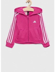 Dětská mikina adidas G TR-ES 3S růžová barva, s kapucí, hladká