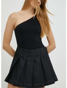 Džínová sukně Remain černá barva, mini, áčková