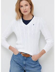 Bavlněný svetr Polo Ralph Lauren bílá barva, lehký, 211891641