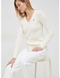 Bavlněný svetr Polo Ralph Lauren béžová barva, lehký, 211891641