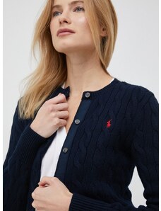 Bavlněný kardigan Polo Ralph Lauren tmavomodrá barva