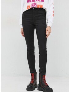 Kalhoty G-Star Raw dámské, černá barva, přiléhavé, high waist