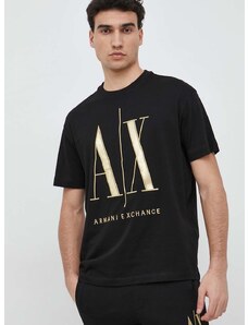 Bavlněné tričko Armani Exchange černá barva, s aplikací, 8NZTPQ ZJH4Z NOS