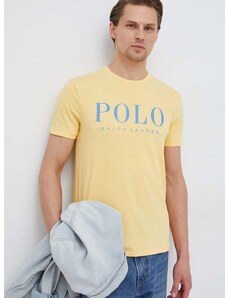 Bavlněné tričko Polo Ralph Lauren žlutá barva, s potiskem