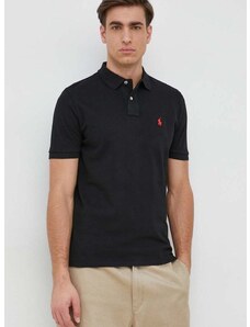 Polo Ralph Lauren Bavlněné polo tričko Ralph Lauren černá barva, 710782592