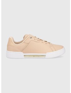 Kožené sneakers boty Tommy Hilfiger COURT SNEAKER GOLDEN TH béžová barva, FW0FW07116