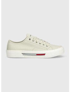 Tenisky Tommy Jeans LACE UP CANVAS COLOR pánské, šedá barva