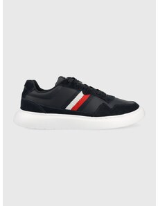 Sneakers boty Tommy Hilfiger LIGHTWEIGHT LEATHER MIX CUP tmavomodrá barva, FM0FM04427