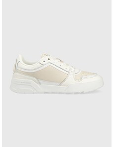 Kožené sneakers boty Tommy Hilfiger LOW TH BASKET SNEAKER béžová barva