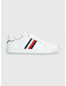 Kožené tenisky Tommy Hilfiger CORPORATE LEATHER CUP STRIPES bílá barva, FM0FM04732