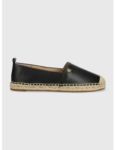 Kožené espadrilky Lauren Ralph Lauren Cameryn IV černá barva, 802891447001