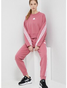 Mikina adidas dámská, růžová barva, s aplikací