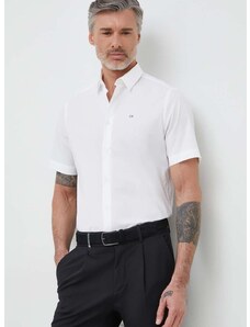 Košile Calvin Klein pánská, bílá barva, regular, s klasickým límcem