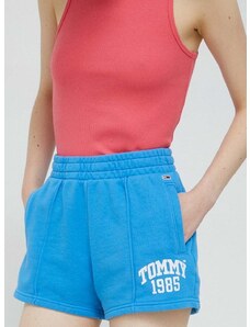 Bavlněné šortky Tommy Jeans hladké, high waist