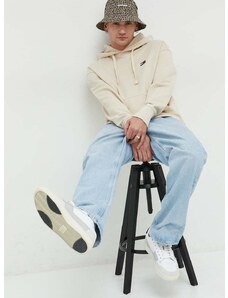 Bavlněná mikina Tommy Jeans pánská, béžová barva, s kapucí, s aplikací