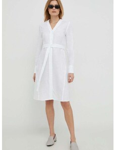 Plátěné šaty Calvin Klein bílá barva, mini