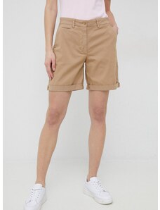 Kraťasy Tommy Hilfiger dámské, béžová barva, hladké, medium waist