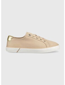 Tenisky Tommy Hilfiger LACE UP VULC SNEAKER dámské, béžová barva, FW0FW06957