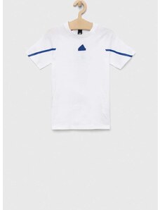 Dětské bavlněné tričko adidas B D4GMDY bílá barva, s potiskem
