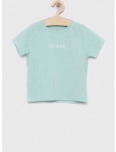 Dětské tričko Guess tyrkysová barva