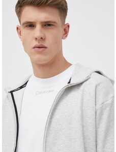 Tréninková mikina Calvin Klein Performance Essentials šedá barva, s kapucí