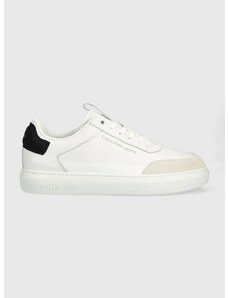 Kožené sneakers boty Calvin Klein Jeans CASUAL CUPSOLE HIGH/LOW FREQ bílá barva, YM0YM00670