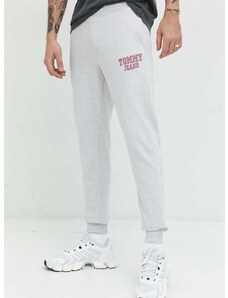 Bavlněné tepláky Tommy Jeans šedá barva, s potiskem
