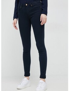 Kalhoty Tommy Hilfiger dámské, tmavomodrá barva, přiléhavé, medium waist