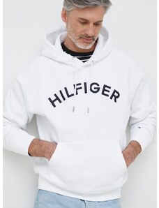 Mikina Tommy Hilfiger pánská, bílá barva, s kapucí, s aplikací