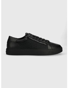 Sneakers boty Calvin Klein LOW TOP LACE UP W/ZIP MONO JQ černá barva, HM0HM01013