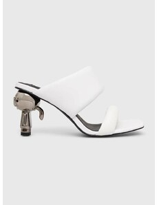 Kožené pantofle Karl Lagerfeld IKON HEEL dámské, bílá barva, na podpatku, KL39005