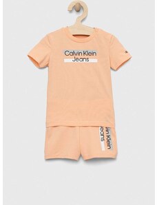 Dětská souprava Calvin Klein Jeans oranžová barva